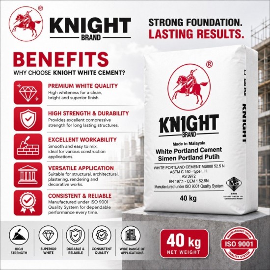 Knight Brand White Portland Cement 40KG | Simen Portland Putih Knight Brand White Portland Cement 40KG | Simen Portland Putih