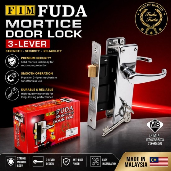 Fuda Mortice Door Lock - 2-Lever / 3-Lever / 202 (2-Lever) / Gate Lock (2-Lever)