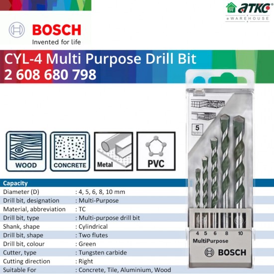 Bosch #2608680798 Multi-Material Multi-Purpose Drill Bits Sets  (5PCS/SET)
