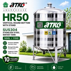 ATKC HR50 Vertical Round Bottom With Stand SUS304 Stainless Steel Water Tank 500L/110G