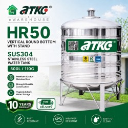 ATKC HR50 Vertical Round Bottom With Stand SUS304 Stainless Steel Water Tank 500L/110G