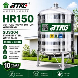ATKC HR150 Vertical Round Bottom With Stand SUS304 Stainless Steel Water Tank 1500L/330G