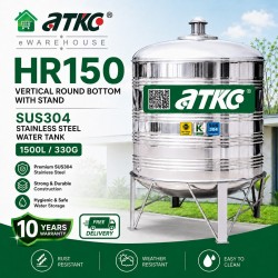 ATKC HR150 Vertical Round Bottom With Stand SUS304 Stainless Steel Water Tank 1500L/330G