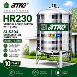 ATKC HR230 Vertical Round Bottom With Stand SUS304 Stainless Steel Water Tank 2300L/500G