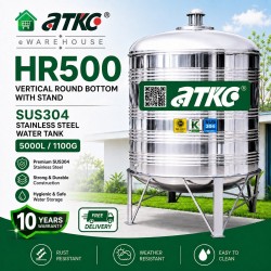 ATKC HR500 Vertical Round Bottom With Stand SUS304 Stainless Steel Water Tank 5000L/1100G