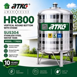 ATKC HR800 Vertical Round Bottom With Stand SUS304 Stainless Steel Water Tank 8000L/1760G