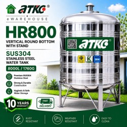 ATKC HR800 Vertical Round Bottom With Stand SUS304 Stainless Steel Water Tank 8000L/1760G