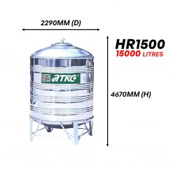 ATKC HR1500 Vertical Round Bottom With Stand SUS304 Stainless Steel Water Tank 15000L/3300G ATKC HR1500 Vertical Round Bottom With Stand SUS304 Stainless Steel Water Tank 15000L/3300G