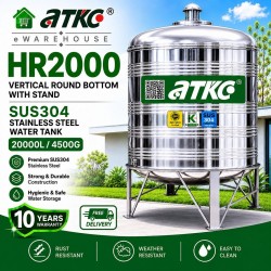 ATKC HR2000 Vertical Round Bottom With Stand SUS304 Stainless Steel Water Tank 20000L/4500G