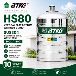 ATKC HS80 Vertical Flat Bottom Without Stand SUS304 Stainless Steel Water Tank 800L/180G