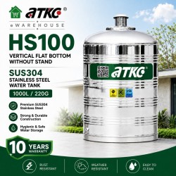 ATKC HS100 Vertical Flat Bottom Without Stand SUS304 Stainless Steel Water Tank 1000L/220G