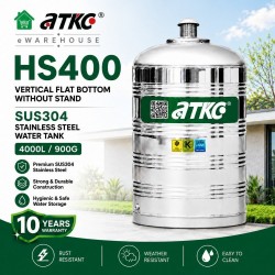 ATKC HS400 Vertical Flat Bottom Without Stand SUS304 Stainless Steel Water Tank 4000L/900G