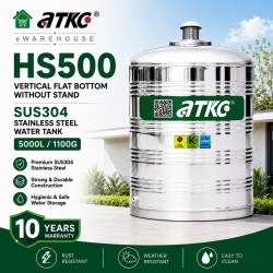 ATKC HS500 Vertical Flat Bottom Without Stand SUS304 Stainless Steel Water Tank 5000L/1100G