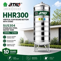 ATKC HHR300 Vertical Round Bottom With Stand SUS304 Stainless Steel Water Tank 3000L/670G