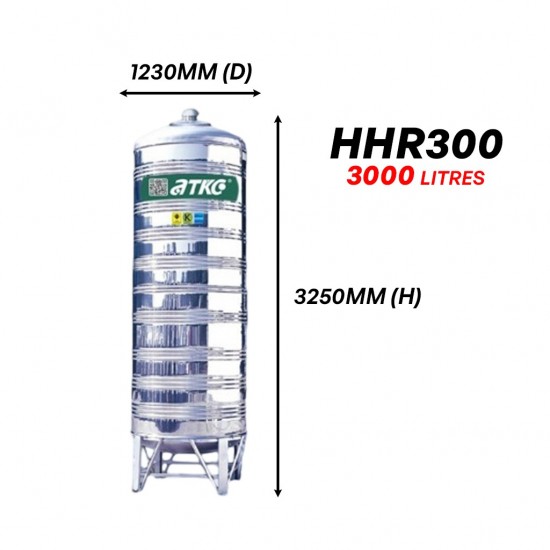 ATKC HHR300 Vertical Round Bottom With Stand SUS304 Stainless Steel Water Tank 3000L/670G ATKC HHR300 Vertical Round Bottom With Stand SUS304 Stainless Steel Water Tank 3000L/670G