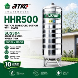 ATKC HHR500 Vertical Round Bottom With Stand SUS304 Stainless Steel Water Tank 5000L/1100G