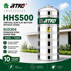 ATKC HHS500 Vertical Flat Bottom Without Stand SUS304 Stainless Steel Water Tank 5000L/1100G