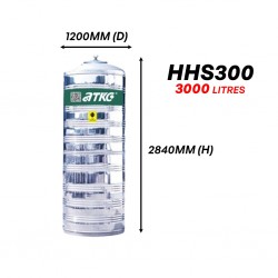 ATKC HHS300 Vertical Flat Bottom Without Stand SUS304 Stainless Steel Water Tank 3000L/670G