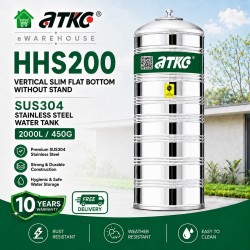 ATKC HHS200 Vertical Flat Bottom Without Stand SUS304 Stainless Steel Water Tank 2000L/450G