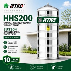 ATKC HHS200 Vertical Flat Bottom Without Stand SUS304 Stainless Steel Water Tank 2000L/450G