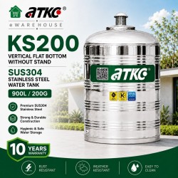 ATKC KS200 Vertical Flat Bottom Without Stand SUS304 Stainless Steel Water Tank 900L/200G