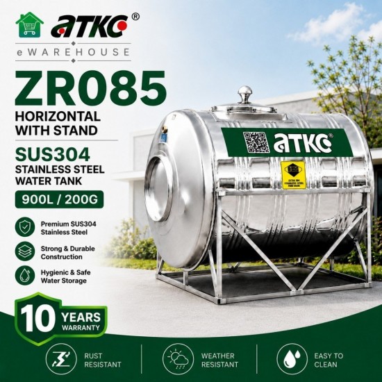 ATKC ZR085 Horizontal With Stand SUS304 Stainless Steel Water Tank 900L/200G
