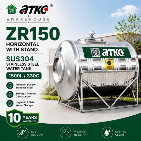 ATKC ZR150 Horizontal With Stand SUS304 Stainless Steel Water Tank 1500L/330G