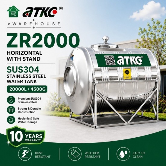 ATKC ZR2000 Horizontal With Stand SUS304 Stainless Steel Water Tank 20000L/4500G ATKC ZR2000 Horizontal With Stand SUS304 Stainless Steel Water Tank 20000L/4500G
