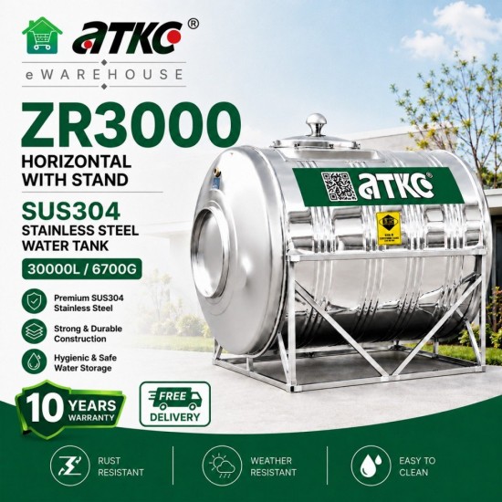 ATKC ZR3000 Horizontal With Stand SUS304 Stainless Steel Water Tank 30000L/6700G ATKC ZR3000 Horizontal With Stand SUS304 Stainless Steel Water Tank 30000L/6700G