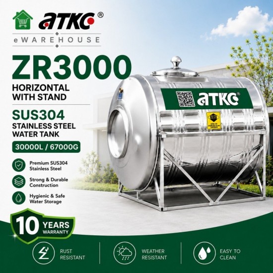 ATKC ZR3000 Horizontal With Stand SUS304 Stainless Steel Water Tank 30000L/6700G ATKC ZR3000 Horizontal With Stand SUS304 Stainless Steel Water Tank 30000L/6700G