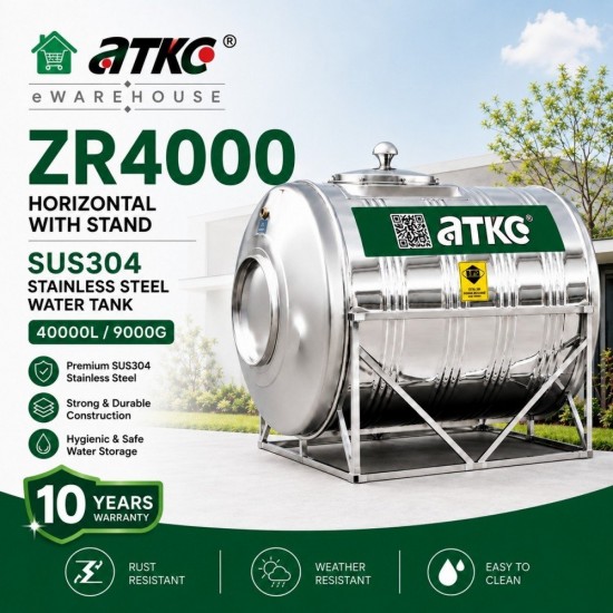 ATKC ZR4000 Horizontal With Stand SUS304 Stainless Steel Water Tank 40000L/9000G ATKC ZR4000 Horizontal With Stand SUS304 Stainless Steel Water Tank 40000L/9000G