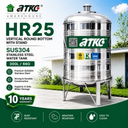 ATKC HR25 Vertical Round Bottom With Stand SUS304 Stainless Steel Water Tank 300L/66G