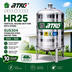 ATKC HR25 Vertical Round Bottom With Stand SUS304 Stainless Steel Water Tank 300L/66G