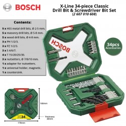 BOSCH X-Line 34PCS Classic Drill Bit & Screwdriver Bit Set (2607010608)