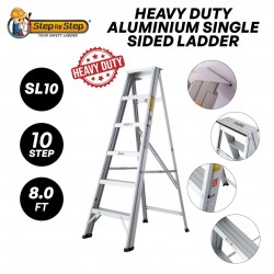 Step by Step SL10 Heavy Duty Aluminium Single Sided Ladder 10 Step 8.0FT