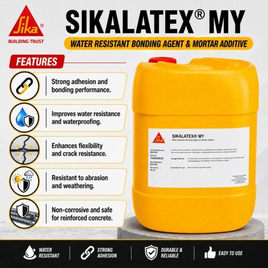 Sika SikaLatex MY Water Resistant Bonding Agent & Mortar Additive 20L Sika SikaLatex MY Water Resistant Bonding Agent & Mortar Additive 20L