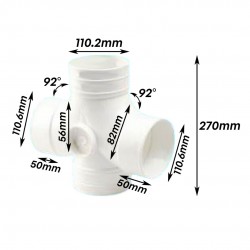 Bina Plastic UPVC Fittings Equal Double Branch Cross Tee 4" x 4" (110MM x 110MM)