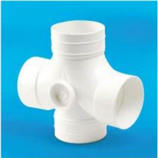 Bina Plastic UPVC Fittings Equal Double Branch Cross Tee 4" x 4" (110MM x 110MM)