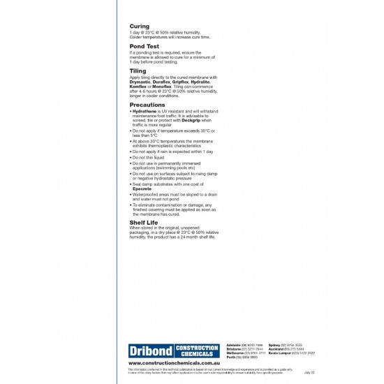 Dribond Hydrathane Water Based Polyurethane Waterproofing Membrane 15L (Liquid)
