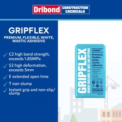 Dribond Gripflex Premium White Polymer Modified Flexible Mastic Adhesive 20KG
