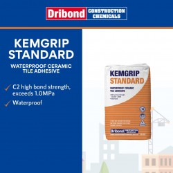 Dribond Kemgrip Standard Waterproof Ceramic Tile Adhesive 20KG (White)