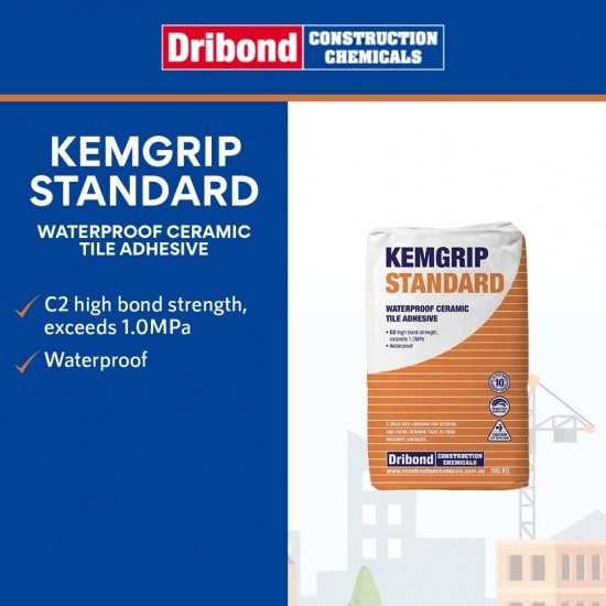 Dribond Kemgrip Standard Waterproof Ceramic Tile Adhesive 20KG (White)
