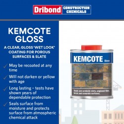 Dribond Kemcote Gloss Clear Gloss Wet Look Coating For Porous Surfaces & Slate 1L