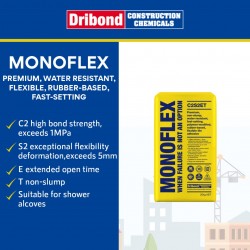 Dribond Monoflex Premium Non-Slump, Water Resistant, Fast Setting, Polymer Modified, Rubber Based Flexible Tile Adhesive 20KG