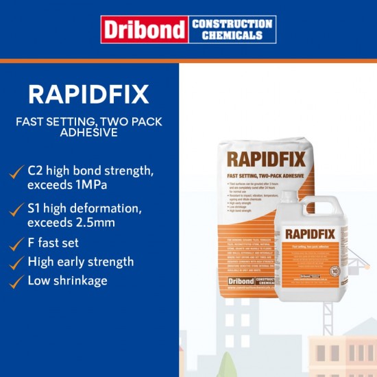 Dribond Rapidfix Fast Setting,Two-Pack, Adhesive For Moisture Sensitive Stone 20KG (Grey)