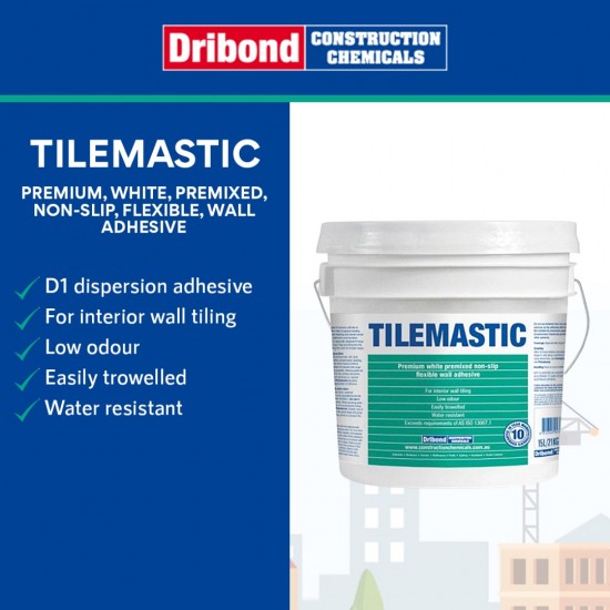 Dribond Tilemastic Premium White Premixed Non-Slip Flexible Wall Adhesive 4L