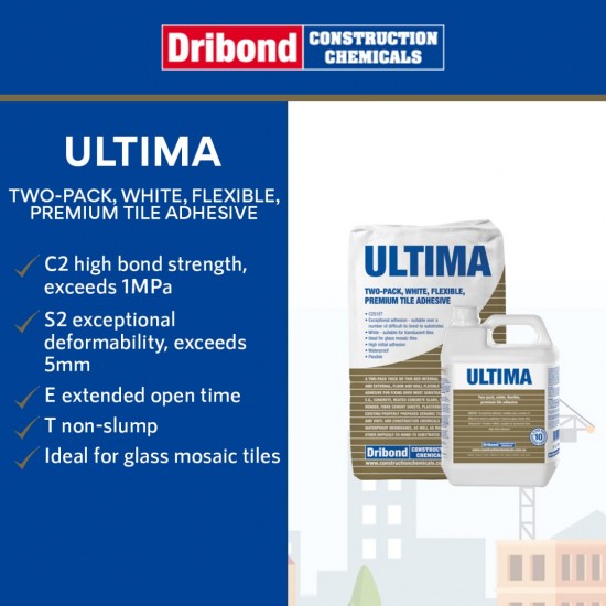 Dribond Ultima Two-Pack, White, Flexible, Premium Tile Adhesive 5L