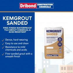 Dribond Kemgrout Sanded Fine-Finish Waterproof Tile Grout Chemical & Acid Resistant 20KG