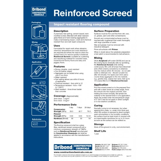 Dribond Reinforced Screed Impact Resistant Flooring Compound 20KG