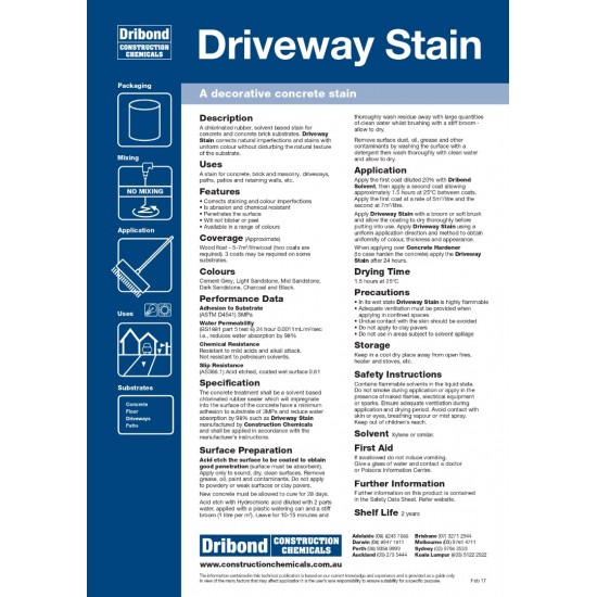 Dribond Driveway Stain Decorative Concrete Treatment 20L